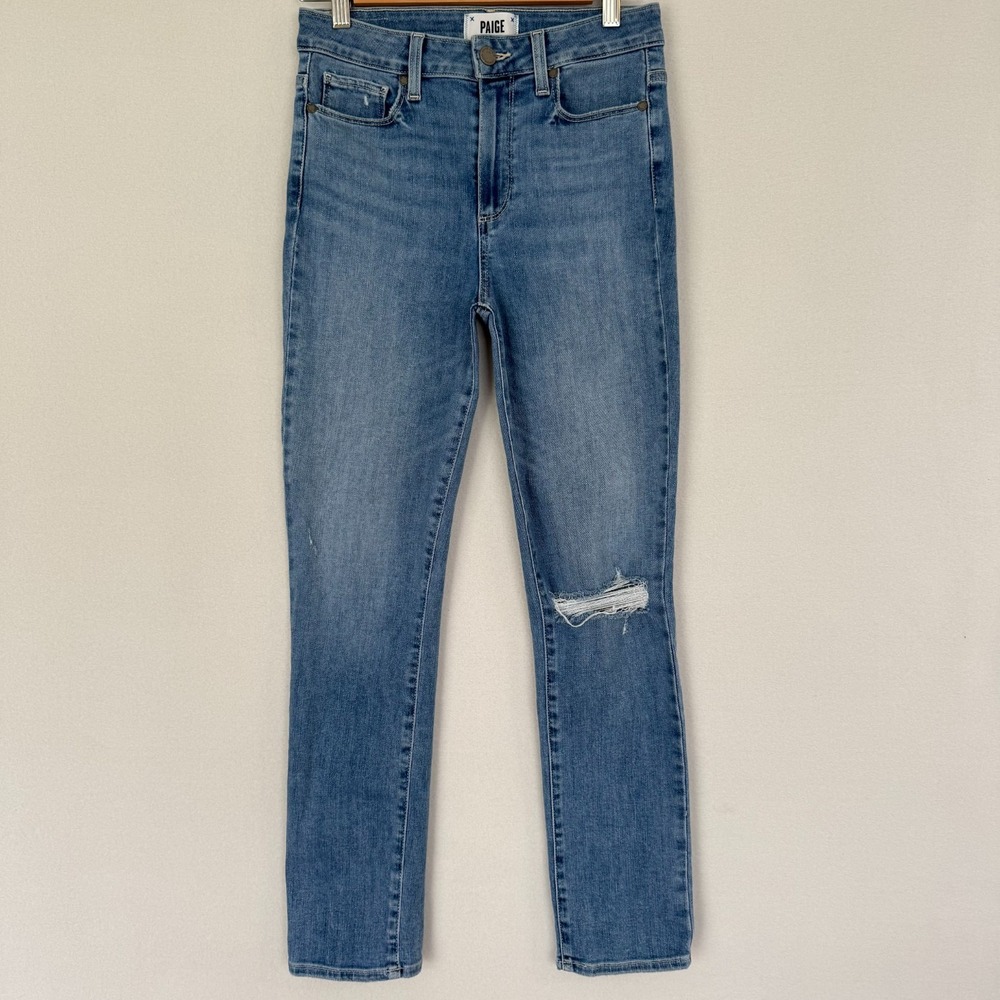 PAIGE Women's‎ Hoxton Slim Ankle Jeans Size 27 Briella Destructed Medium Wash